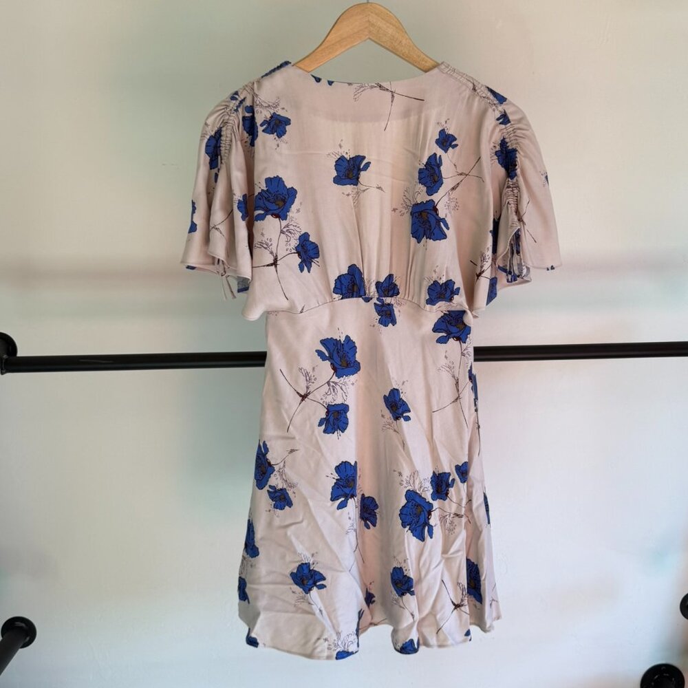Free People Cream & Blue Floral Melanie Draped Floral Mini Dress - Picture 8 of 12